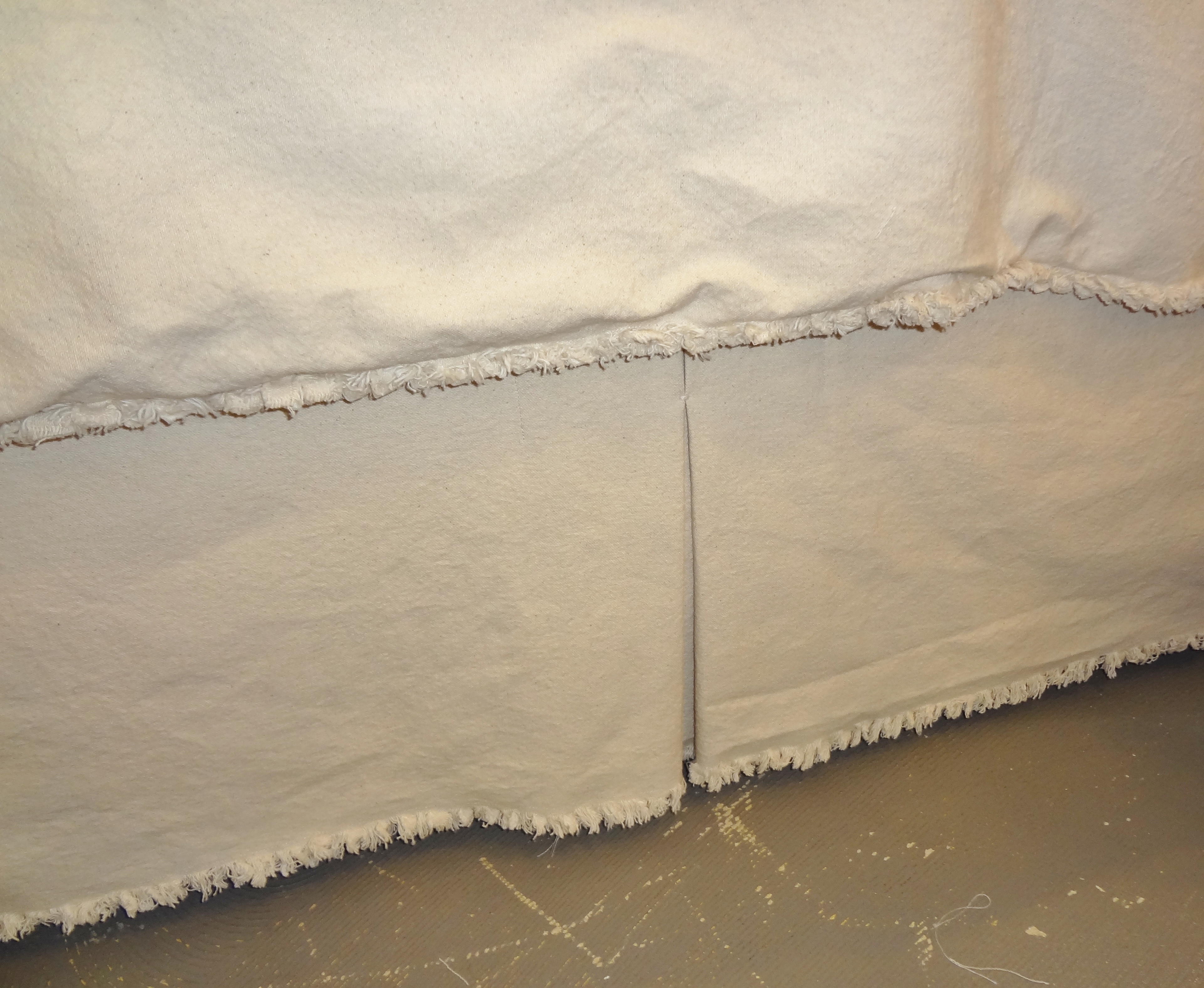 Frayed Edge Canvas Bed Skirt-TWIN SIZE