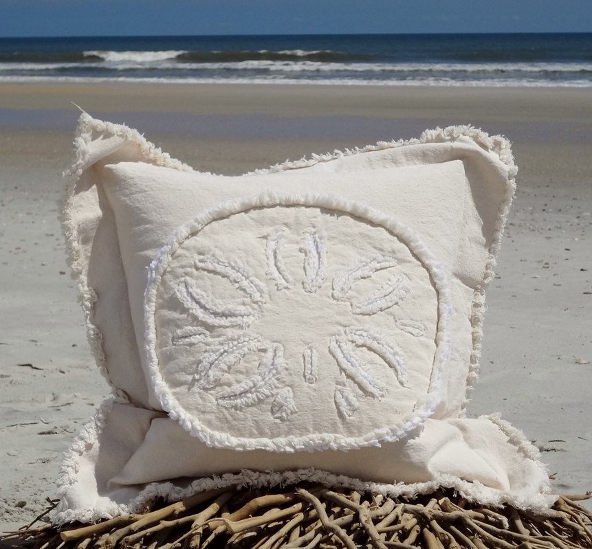 Designart 'White Waves Kissing Beach Sand' Seashore Throw Pillow